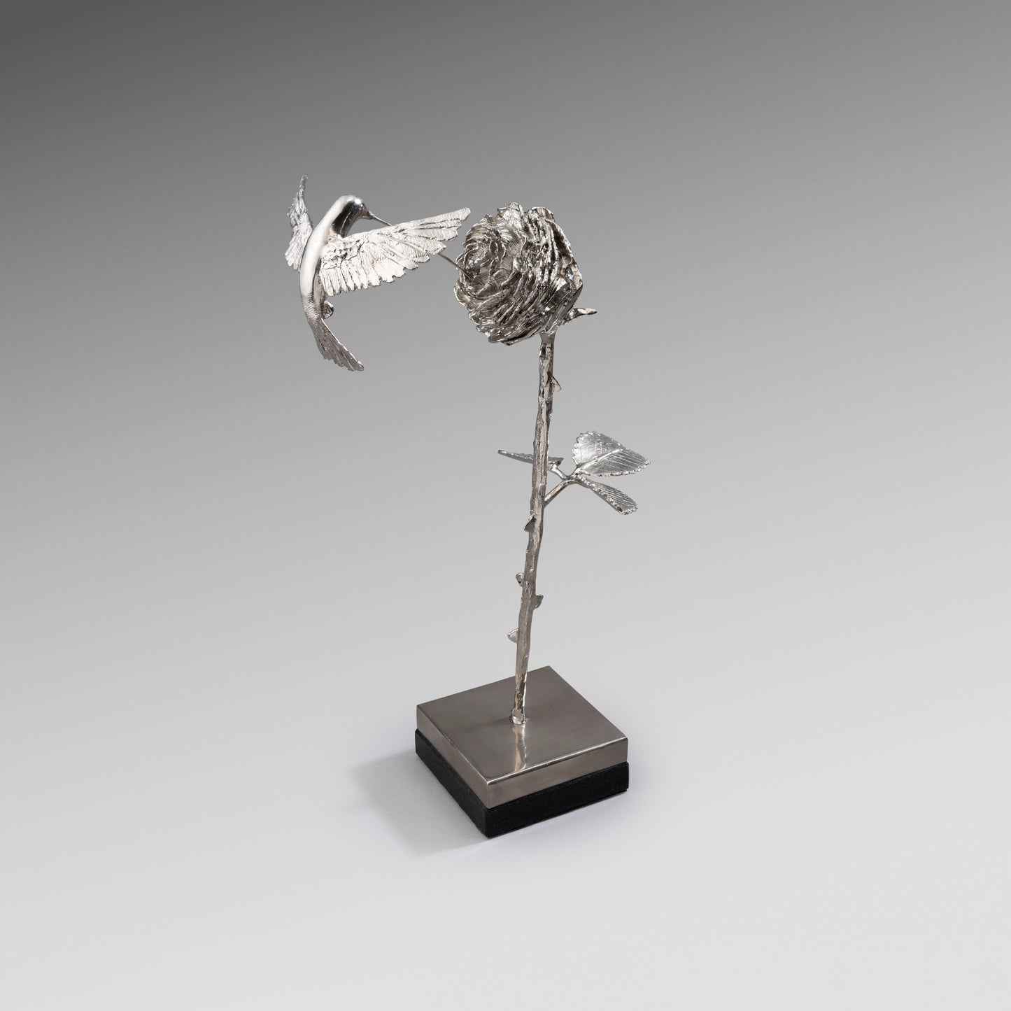 Hummingbird and a Rose (silver-plated)