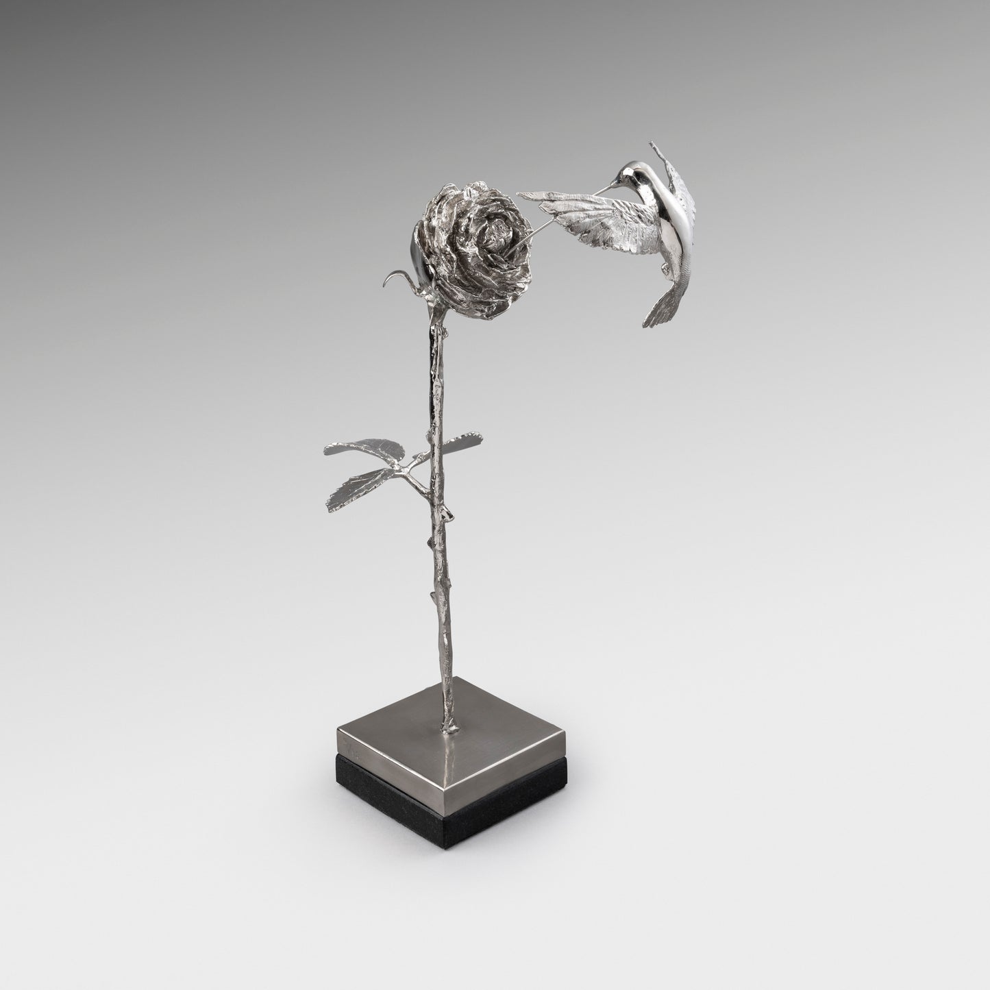 Hummingbird and a Rose (silver-plated)